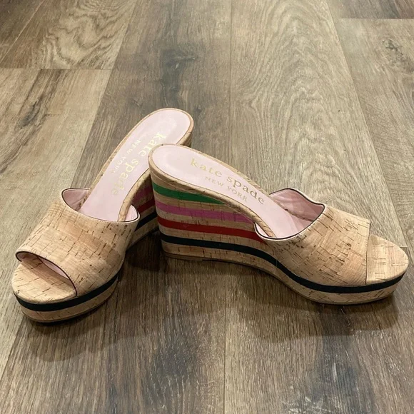 Kate Spade New York Penelope Cork Wedges Shoes Heels Spring Summer Easter Size 9 - Picture 7 of 10